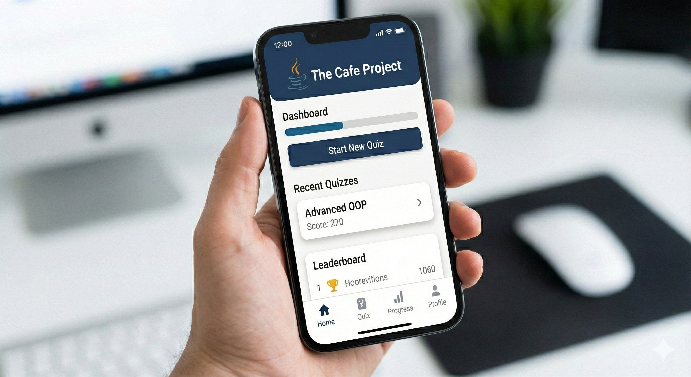 The Cafe Java Quiz Website interface showing programming questions